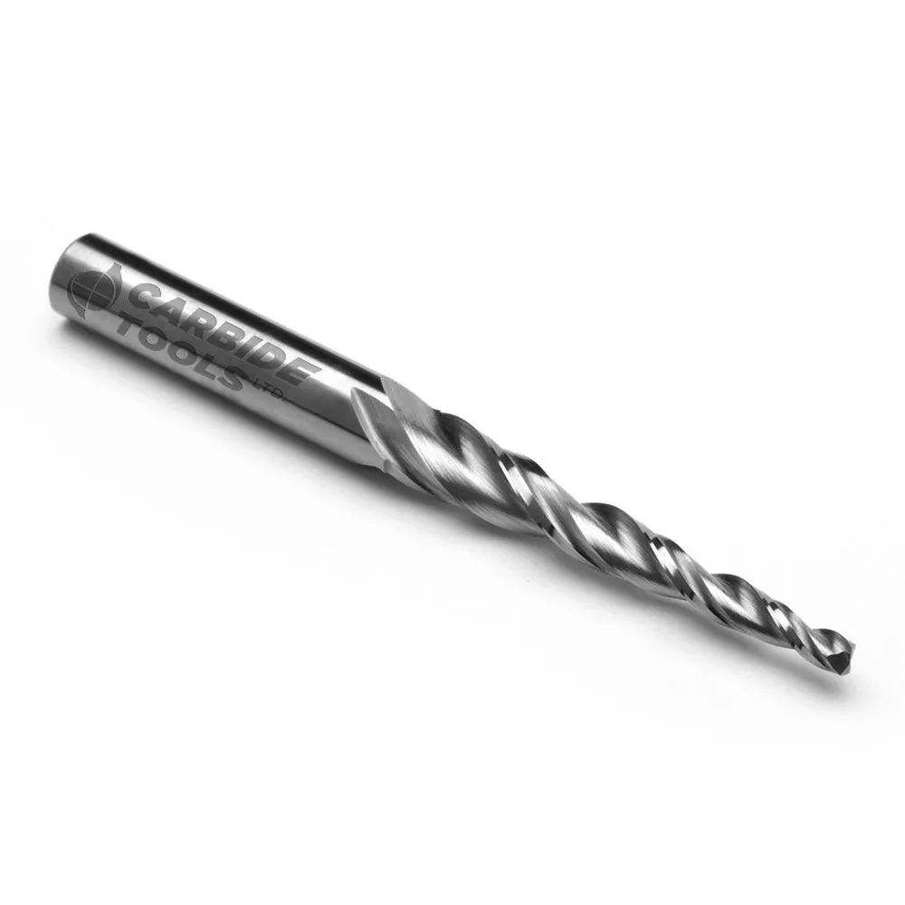 Precision tungsten carbide tapered end mill for machining engineering grade plastics with improved rigidity and finish